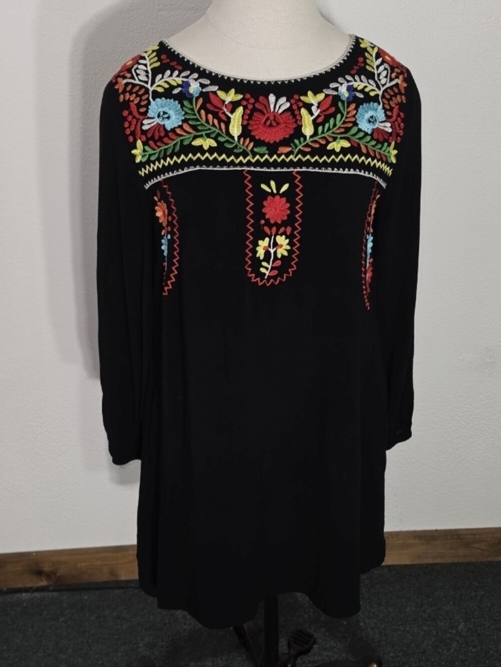 Jodifl Dress Boho Peasant Tunic-Length Black Size S - Picture 6 of 14